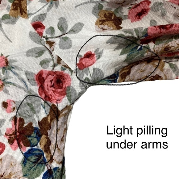 FINAL Acting Pro Multicolor Spring Floral Print 3/4 Sleeve Blouse Top Shirt M - Picture 8 of 14